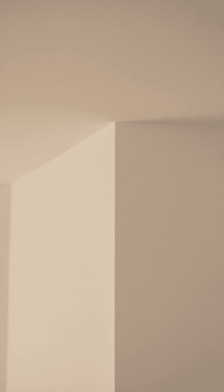 Smooth plastered corner where walls and ceiling meet