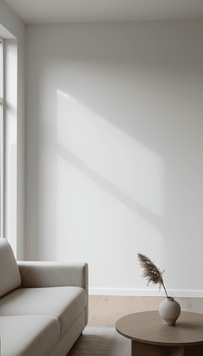 Freshly skimmed living room wall in a bright Edinburgh home