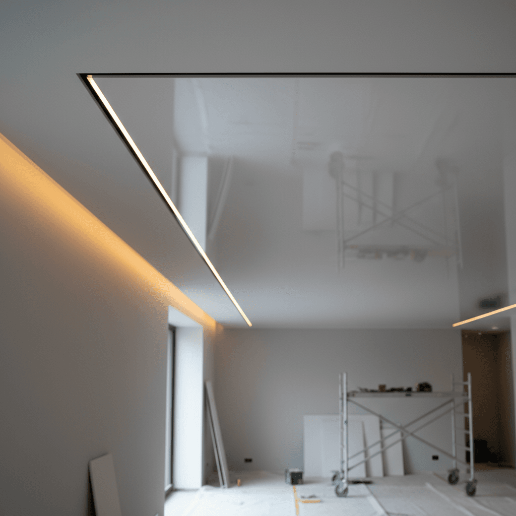 Smooth white skimmed ceiling finished to a flat, paint-ready surface